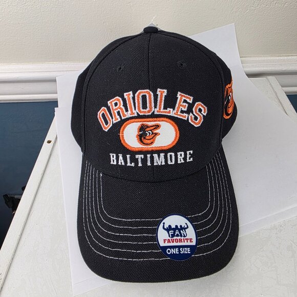 MLB Fan Favorite Baltimore Orioles Embroidered Black Cap Hat One Size NWT - Picture 2 of 8